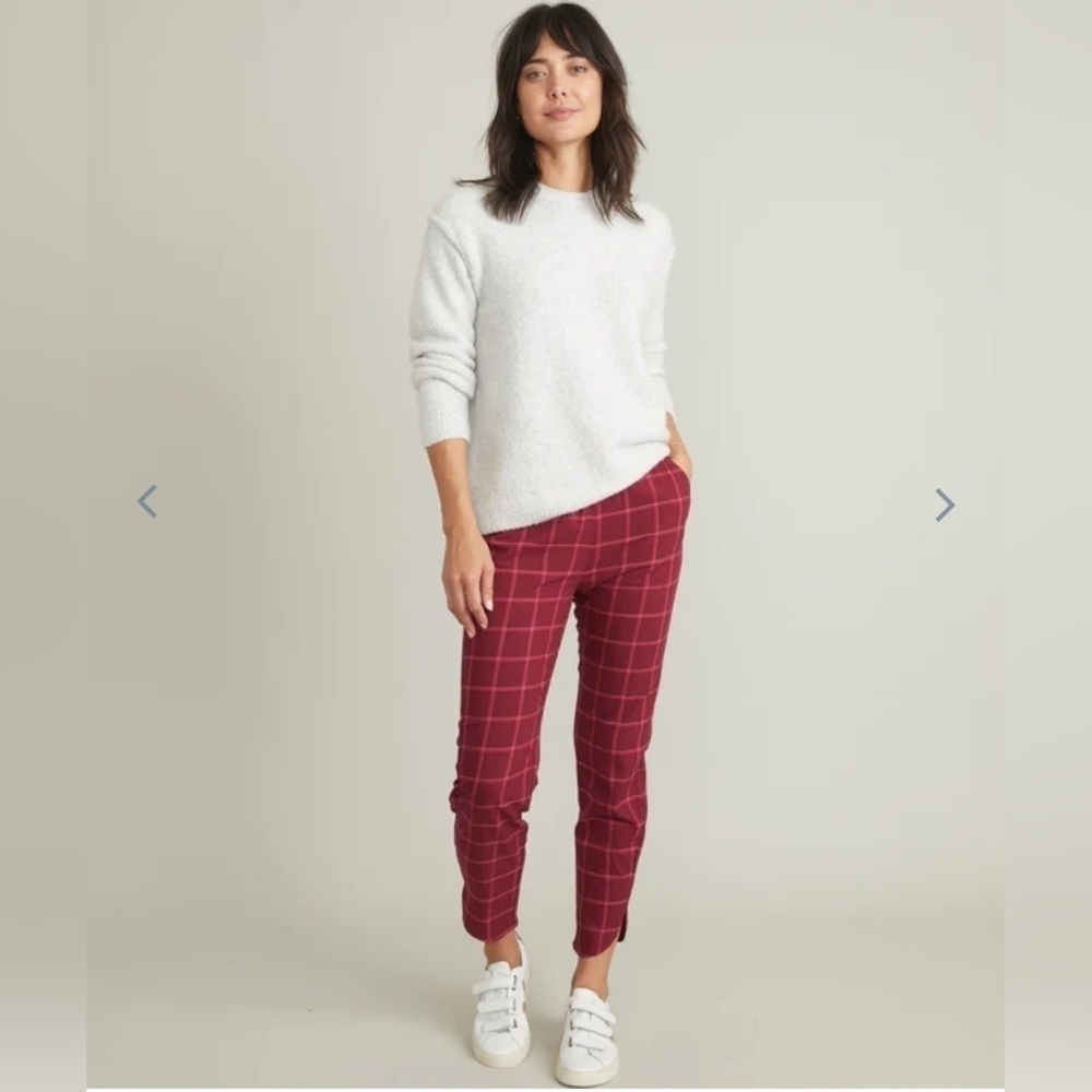 Marine Layer Allison Pant Ruby Wine Windowpane